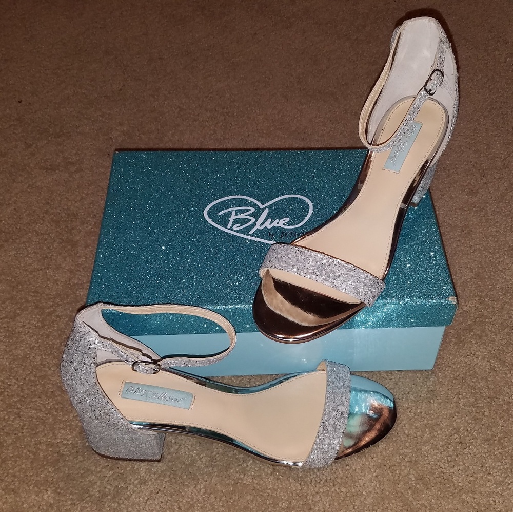 Blue by Betsey Johnson Glitter Wedding Sandals